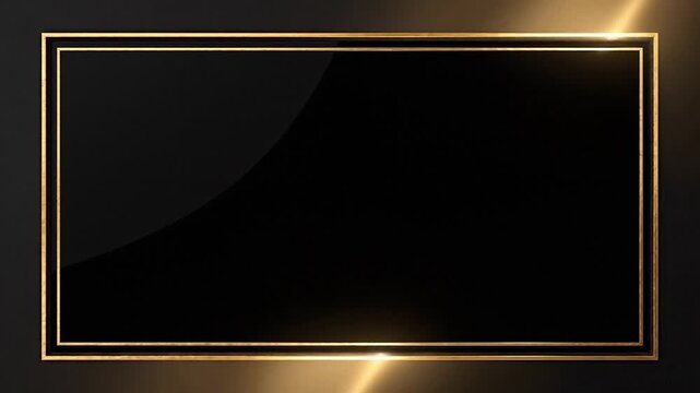 Elegant gold frame on black loop background for luxury presentation design template