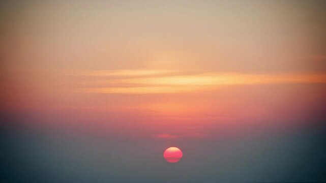 Minimalist Zen Meditation Background with Red Sun at Dawn for Mindfulness