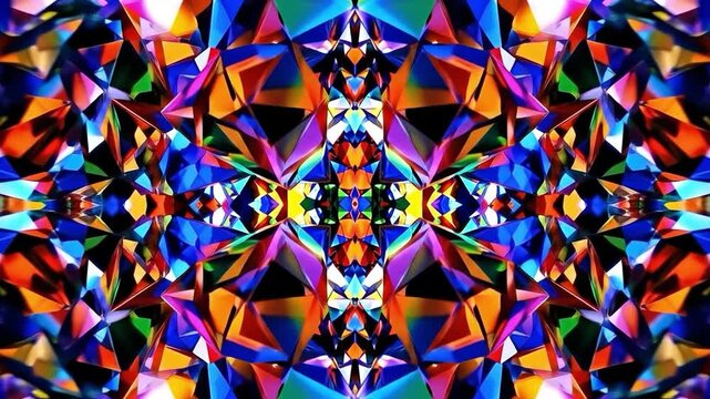 Vibrant Neurodivergent Sensory Stimulation Background with Colorful Geometric Kaleidoscope Pattern