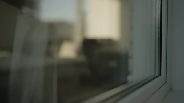 Blurry view through a window.
