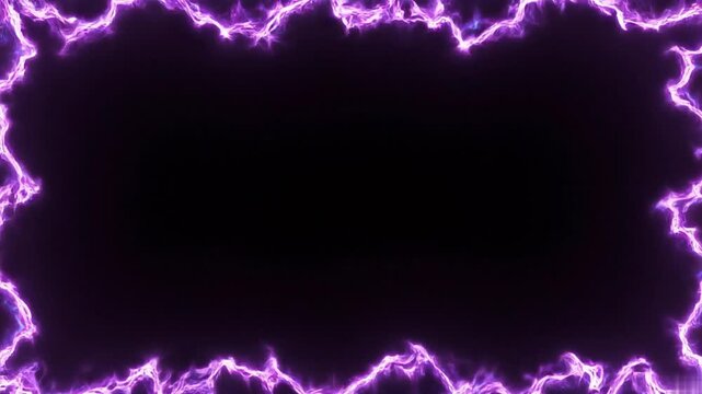 Vivid purple lightning border loop background flashes across dark screen in motion graphic