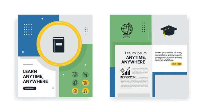 Online Learning Education Concept: Book, Globe, Graduation Cap, Icons - Digital Classroom