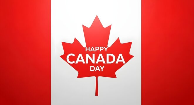 Happy canada day celebration with maple leaf flag background