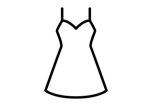 Icono lineal de un vestido corto de tirantes con escote en forma de coraz&oacute;n