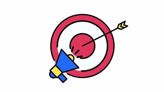 Target hit by an arrow with a loudspeaker offers a unique concept for marketing or business strategies illustration. Perfect for advertising materials.