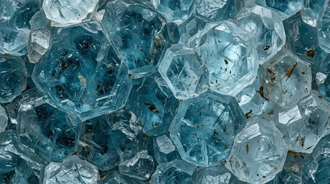 Raw aqua blue gemstone crystal cluster background texture close up