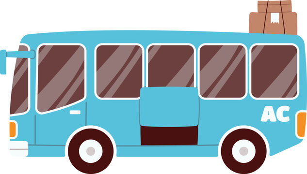 Mudik Lebaran Illustration with City Bus Transport