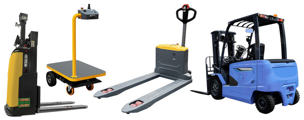 Collection set automated robotic ,pallet jack ,hand trolley cart and forklift © Ratchapon