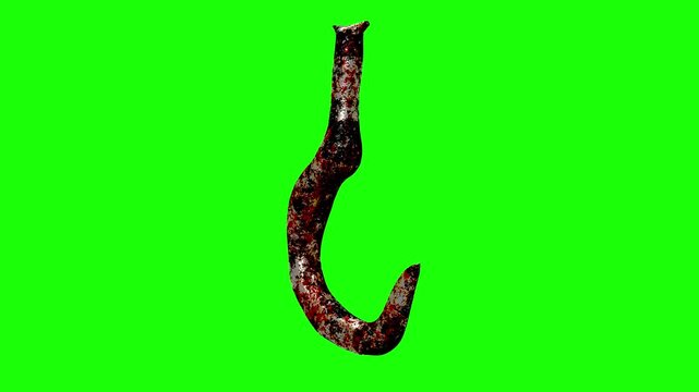 spinning 3d blood-stained hook on green screen video