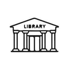 Fototapeta premium Classic library building icon representing public library. 