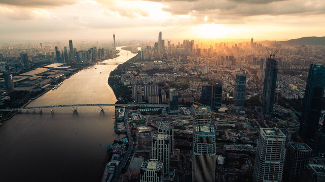 Aerial view of landscape in Guangzhou city, China
