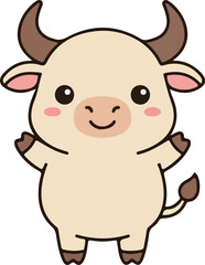 Fototapeta premium Cute Bull Character Illustration Simple Animal Mascot Vector Style