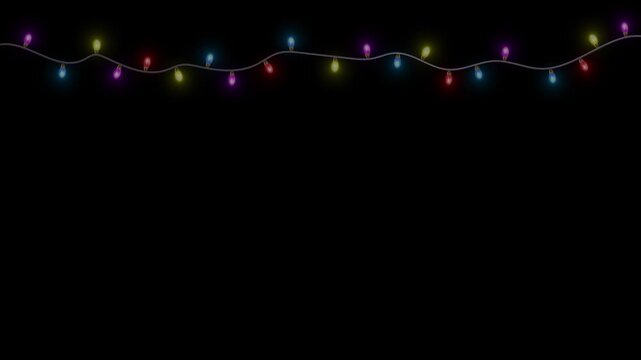 A colorful string of fairy lights against a bright green background in this festive video
