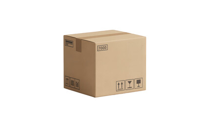 Fototapeta premium Cardboard shipping box isolated transparent background