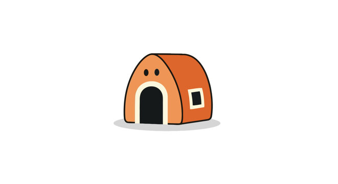 Small orange quonset hut house.