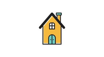 Fototapeta premium Simple Yellow House Icon Illustration.