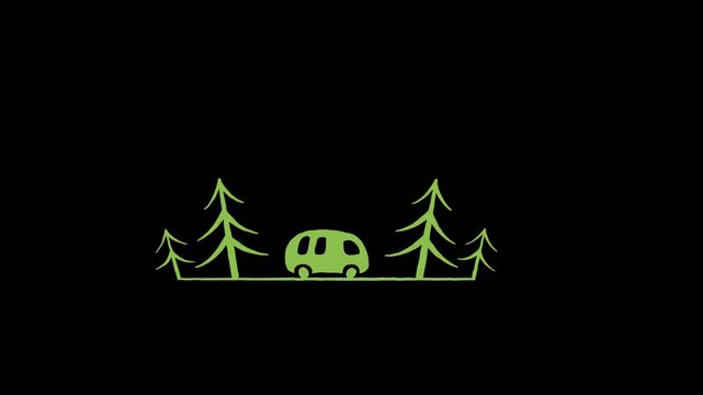 Summer eco friendly green car icon loop Animation video transparent background with alpha channel