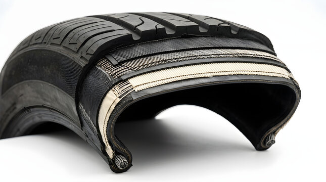 Car tire cutaway perspective showing internal rubber layers steel belts and tread construction isolated on white background automotive engineering detail
