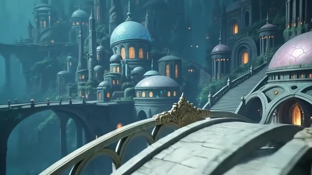 Ancient architectural landmarks including the Hagia Sophia cathedral and the Dome of the Rock temple illuminate the city sky at night, showcasing historical religion and old world culture