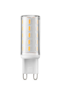 G9 LED light bulb bi-pin base energy saving lamp isolated. Transparent PNG image.
