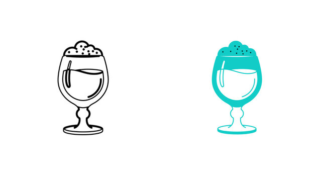 Hot Cocoa or Craft Beer Glass Icon  - Winter Drink Vector Line Art and Flat Illustration