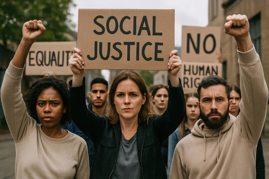 Diverse protest for social justice.