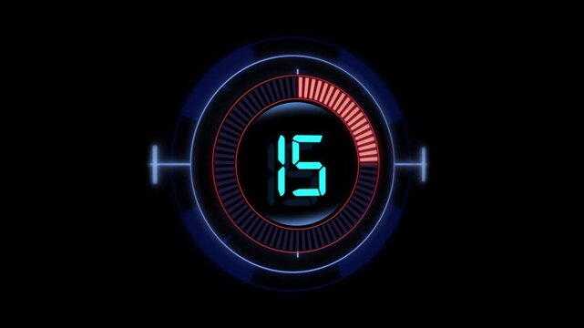A futuristic video animation of a neon blue number twenty on a green screen background with circular digital elements
