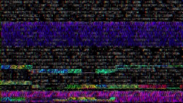 Glitch Coding monitor software digital background. Coding glitch data screen abstract background. Error signal Virus code software hack Cyber security cyberattack malware hacking bug encryption noise