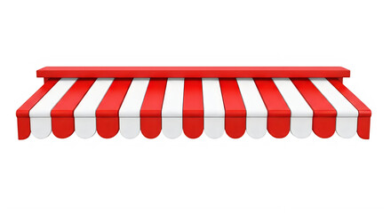 Red and white striped canvas awning transparent background