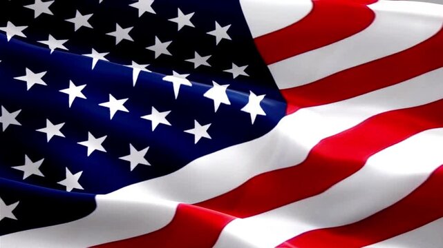 Waving american flag close up with red white and blue colors and stars