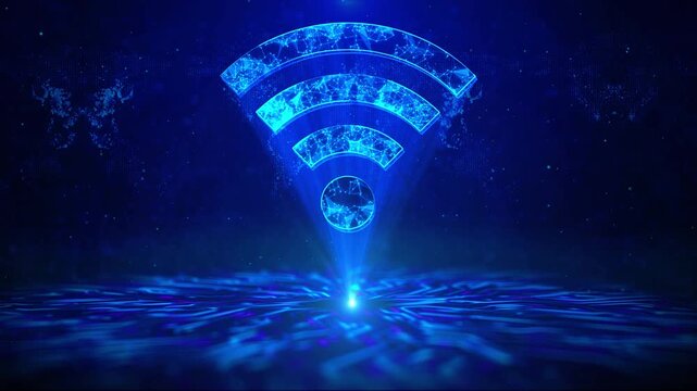 Glowing holographic globe with wifi icon on futuristic digital circuits