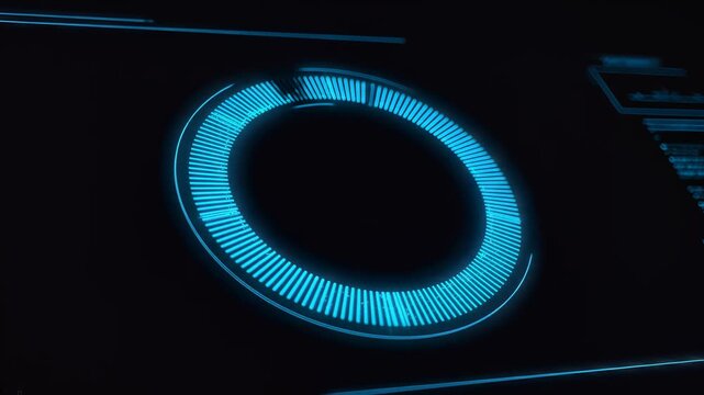 Glowing blue circle on black background.