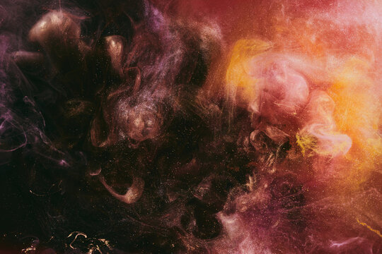 Luxurious abstract dark background. Explosive colors wallpaper, outer space pattern. Dynamic paint backdrop.