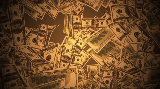 100 Dollar Bills Green Screen. Rain Effects. 3D Animation Money Rain, Money Rain Doller Green screen Background, Animation of dollar bills falling on green screen or Chroma key.