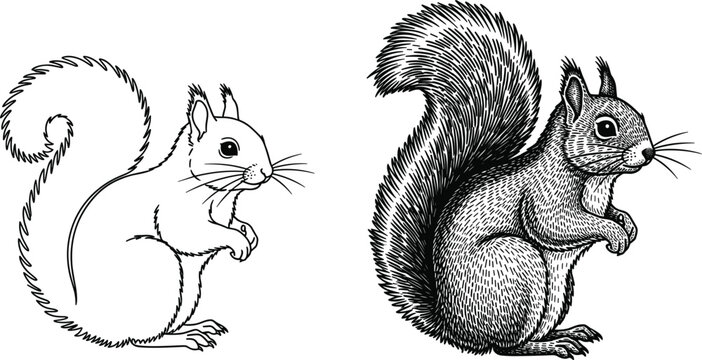 Cartoon Style Squirrel Character Designs with Fun Poses and Smiling Expression
