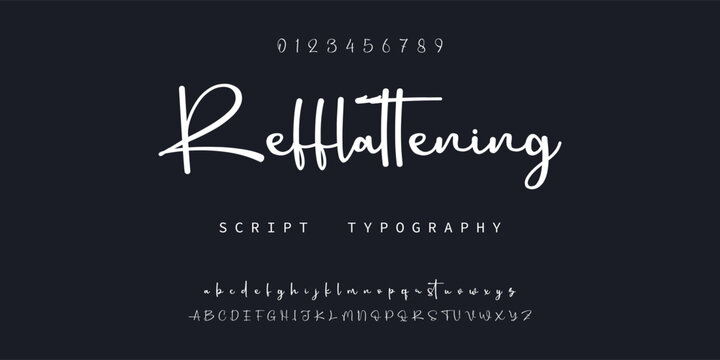 Backtracking script font handwritten calligraphy alphabet exclusive display typeface with numbers