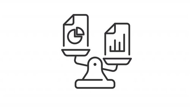 Animated comparative financials line icon. Statements control animation. Analyzing changes in company commercial performance. Outline element on white background. HD video with alpha channel