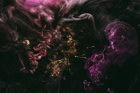 Luxurious abstract dark background. Explosive colors wallpaper, outer space pattern. Dynamic paint backdrop.