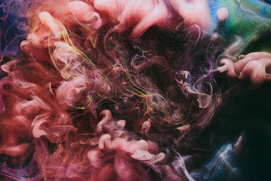Luxurious abstract dark background. Explosive colors wallpaper, outer space pattern. Dynamic paint backdrop.