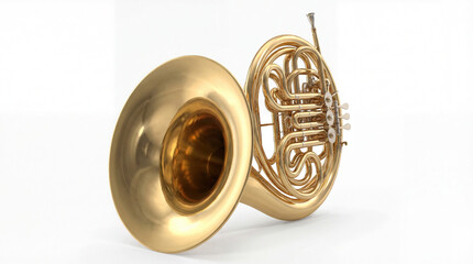Obraz premium French horn musical instrument isolated on white background, classical orchestra concept
