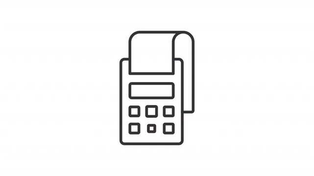 Animated accounts payable line icon. Payment terminal animation. Money owed by company to creditors. Goods and services on credit. Outline element on white background. HD video with alpha channel