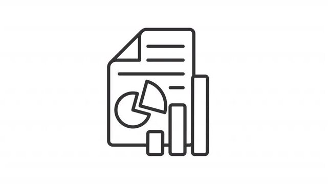Animated annual report line icon. Financial documentation process animation. Business data analytics. Accounting papers. Outline element on white background. HD video with alpha channel