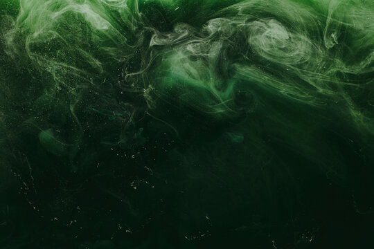 Abstract green background. Moving smoke flow, fluid liquid art.
