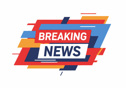 Breaking News banner with dynamic abstract shapes and bold text for urgent updates