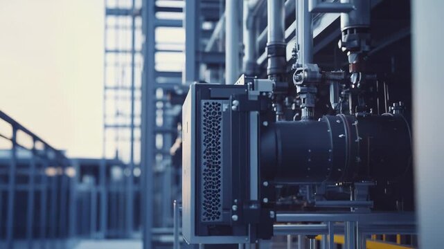 Complex industrial infrastructure featuring intricate piping systems, valves, and advanced machinery, highlighting the architecture and technology of a large scale manufacturing process