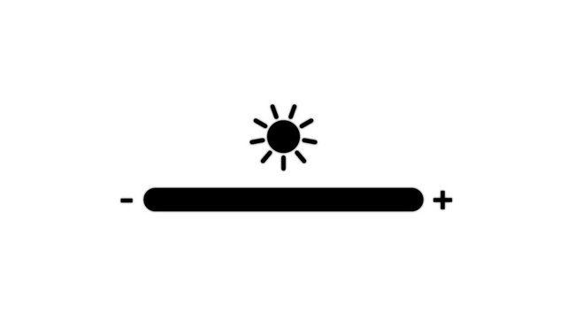 brightness level icon sign adjustment animation on transparent background.