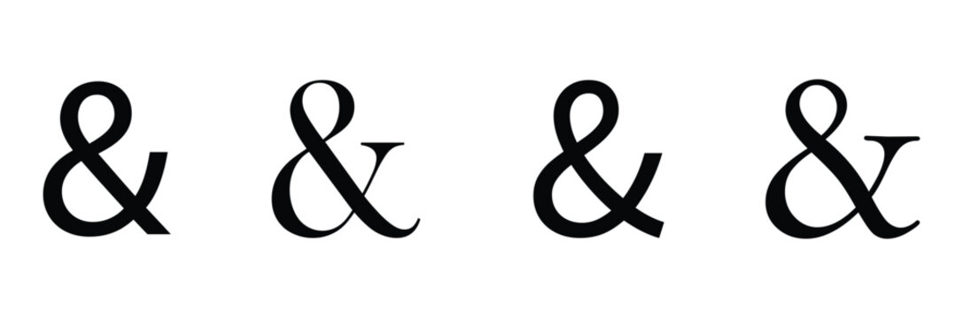 Ampersand symbols and sign collection. Custom hand drawn ampersand icon for invitations and letters in eps 10.