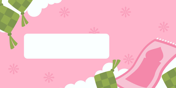 Pink Ramadan Ketupat Decoration Label with Islamic Pattern