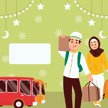 Label Amplop THR Ramadan Ilustrasi Pasangan Muslim Mudik