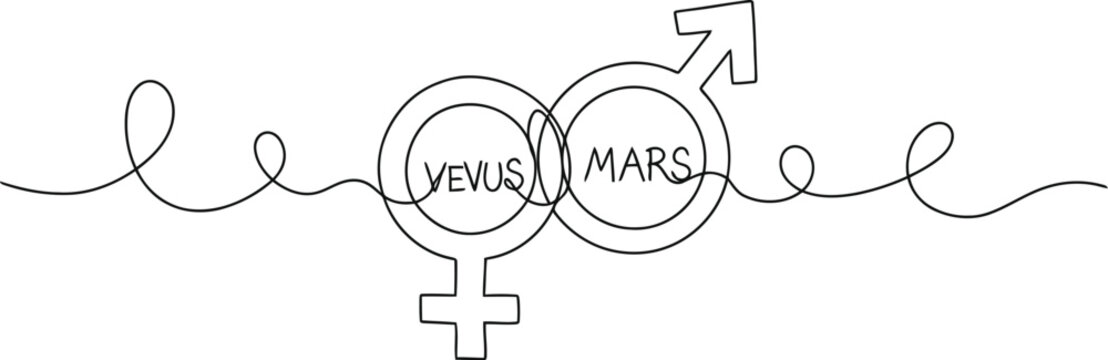 Intertwined venus and mars symbols representing love and union